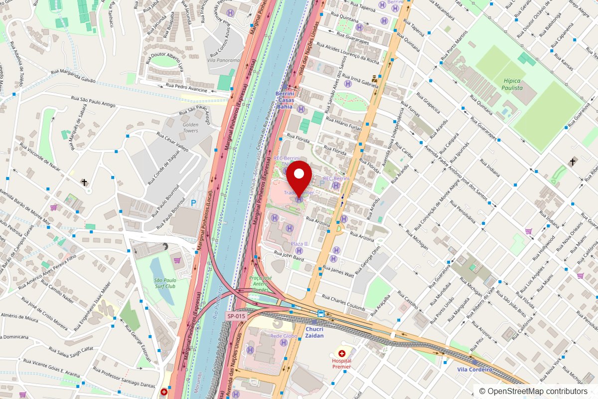 Mapa com a localização do WTC Events Center, Av. das Nações Unidas, 12551, São Paulo
